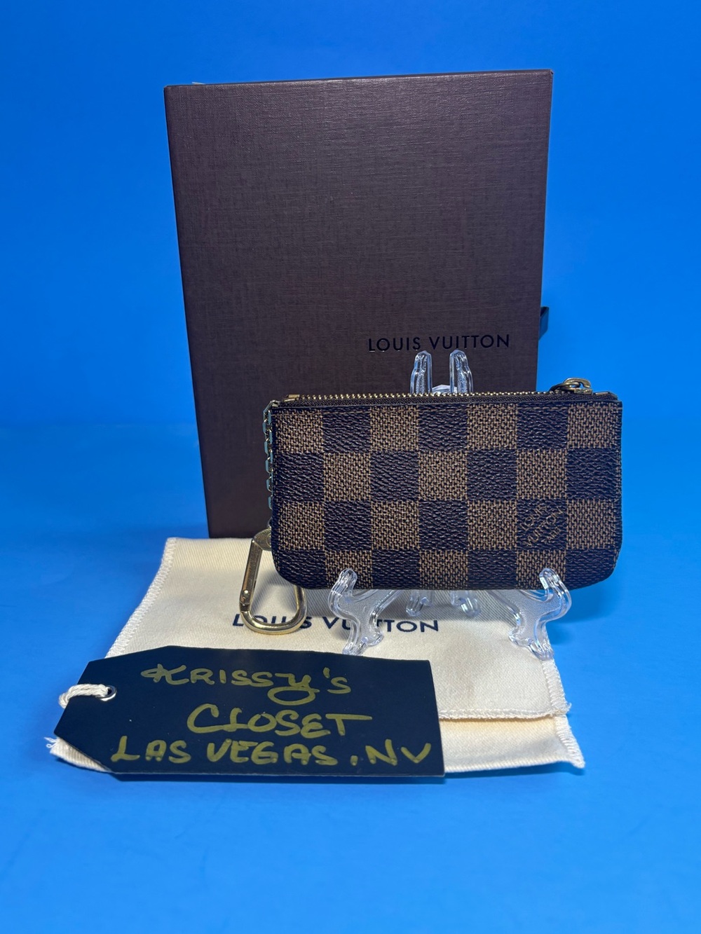 💋 Authentic Louis Vuitton Damier Ebene Key Pouch box + dustbag included